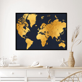 Plakat w ramie Złota mapa świata