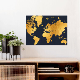 Plakat samoprzylepny Złota mapa świata