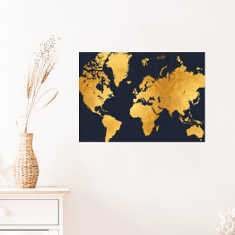 Plakat Złota mapa świata