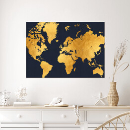 Plakat Złota mapa świata