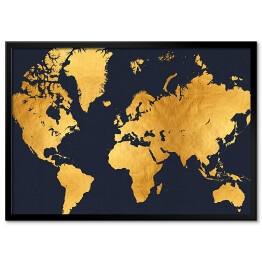 Plakat w ramie Złota mapa świata
