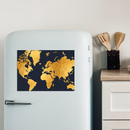 Magnes dekoracyjny Złota mapa świata