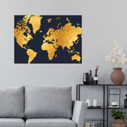 Plakat samoprzylepny Złota mapa świata