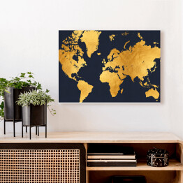 Obraz na płótnie Złota mapa świata