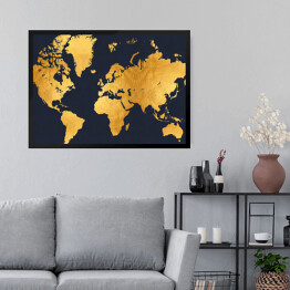 Obraz w ramie Złota mapa świata