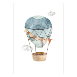 Plakat Balon w odcieniach koloru niebieskiego w chmurach