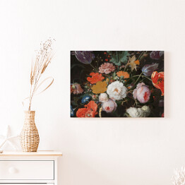 Obraz na płótnie Obraz kwiaty w wazonie. Bukiet różnorakich kwiatów malowany w stylu barokowym