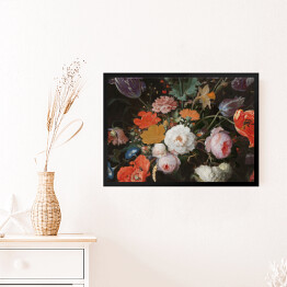 Obraz w ramie Obraz kwiaty w wazonie. Bukiet różnorakich kwiatów malowany w stylu barokowym