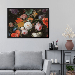 Obraz w ramie Obraz kwiaty w wazonie. Bukiet różnorakich kwiatów malowany w stylu barokowym