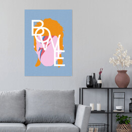 Plakat samoprzylepny Ilustracja - twarz na błękitnym tle - Bowie