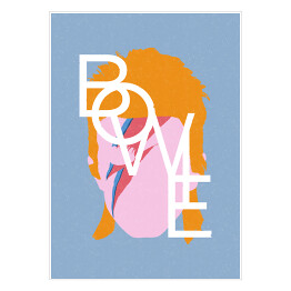 Plakat Ilustracja - twarz na błękitnym tle - Bowie