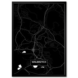 Plakat w ramie Mapa Wałbrzycha czarno-biała