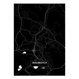 Plakat Mapa Wałbrzycha czarno-biała