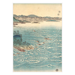 Plakat samoprzylepny Tryptyk II. Wodospady na Naruto. Utugawa Hiroshige Reprodukcja obrazu