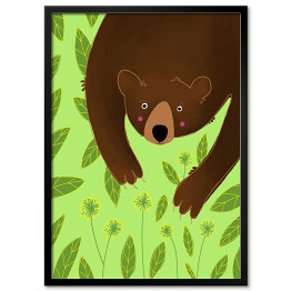Niedźwiadek na zielonym tle