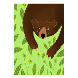 Plakat Niedźwiadek na zielonym tle