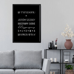 Obraz w ramie Czarno białe motto o domu
