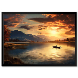 Obraz klasyczny Zachód słońca nad jeziorem krajobraz