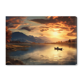 Obraz na płótnie Zachód słońca nad jeziorem krajobraz