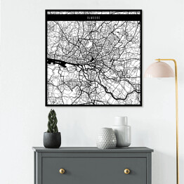 Plakat w ramie Mapy miast świata - Hamburg - biała