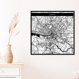 Plakat w ramie Mapy miast świata - Hamburg - biała
