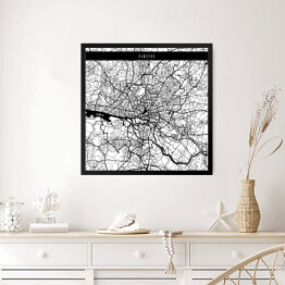Obraz w ramie Mapy miast świata - Hamburg - biała