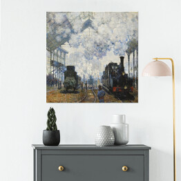 Plakat samoprzylepny Claude Monet Przybycie pociągu Normandii. Reprodukcja obrazu