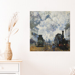 Plakat samoprzylepny Claude Monet Przybycie pociągu Normandii. Reprodukcja obrazu
