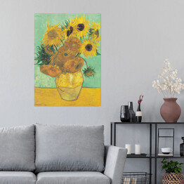 Plakat samoprzylepny Vincent van Gogh Martwa natura wazon z dwunastoma słonecznikami. Reprodukcja