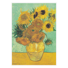 Plakat samoprzylepny Vincent van Gogh Martwa natura wazon z dwunastoma słonecznikami. Reprodukcja