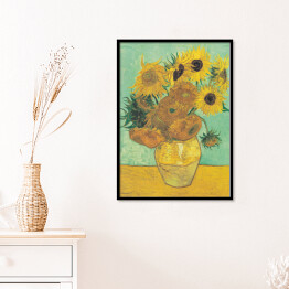 Plakat w ramie Vincent van Gogh Martwa natura wazon z dwunastoma słonecznikami. Reprodukcja