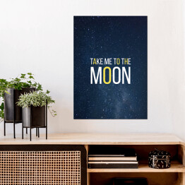 Plakat samoprzylepny Kosmiczny kot - "Take me to the moon"