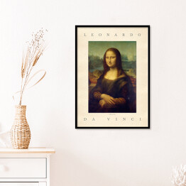 Plakat w ramie Leonardo da Vinci "Mona Lisa" - reprodukcja z napisem. Plakat z passe partout