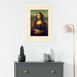 Plakat samoprzylepny Leonardo da Vinci "Mona Lisa" - reprodukcja z napisem. Plakat z passe partout