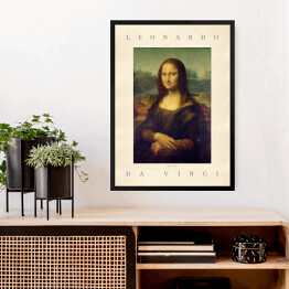 Obraz w ramie Leonardo da Vinci "Mona Lisa" - reprodukcja z napisem. Plakat z passe partout