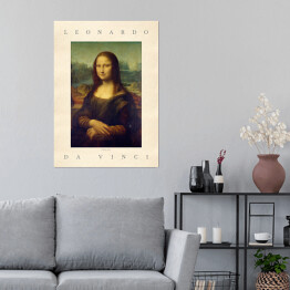 Leonardo da Vinci "Mona Lisa" - reprodukcja z napisem. Plakat z passe partout
