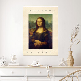 Plakat samoprzylepny Leonardo da Vinci "Mona Lisa" - reprodukcja z napisem. Plakat z passe partout