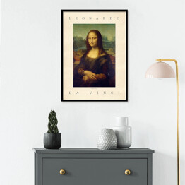 Plakat w ramie Leonardo da Vinci "Mona Lisa" - reprodukcja z napisem. Plakat z passe partout