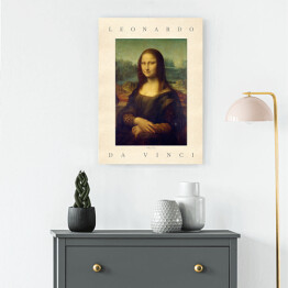Obraz na płótnie Leonardo da Vinci "Mona Lisa" - reprodukcja z napisem. Plakat z passe partout