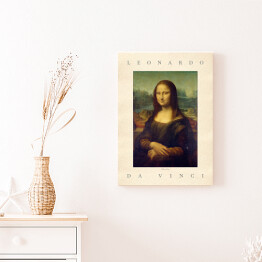 Obraz klasyczny Leonardo da Vinci "Mona Lisa" - reprodukcja z napisem. Plakat z passe partout