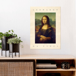 Leonardo da Vinci "Mona Lisa" - reprodukcja z napisem. Plakat z passe partout
