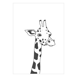 Plakat Czarno biały rysunek żyrafy