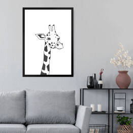 Obraz w ramie Czarno biały rysunek żyrafy