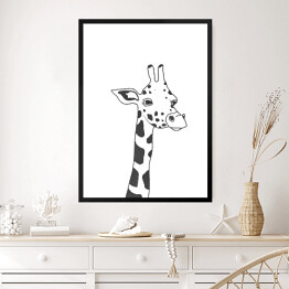 Obraz w ramie Czarno biały rysunek żyrafy