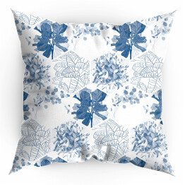 Poduszka Kwiatowe sześciokąty classic blue. Tekstylia domowe