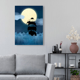 Obraz klasyczny Piotruś Pan - Statek na tle zachmurzonego nieba