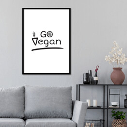 Plakat w ramie Typografia czarno-biała - "Go Vegan"