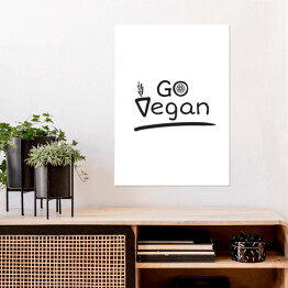 Plakat Typografia czarno-biała - "Go Vegan"