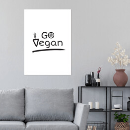 Plakat samoprzylepny Typografia czarno-biała - "Go Vegan"
