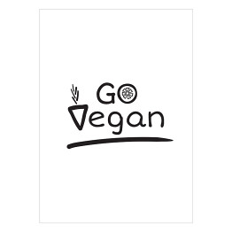 Plakat Typografia czarno-biała - "Go Vegan"